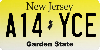 NJ license plate A14YCE