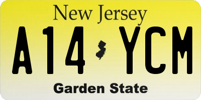 NJ license plate A14YCM