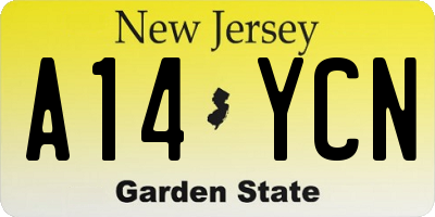 NJ license plate A14YCN