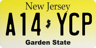 NJ license plate A14YCP