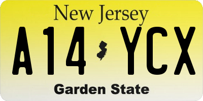 NJ license plate A14YCX