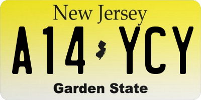 NJ license plate A14YCY