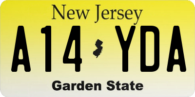 NJ license plate A14YDA