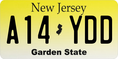 NJ license plate A14YDD