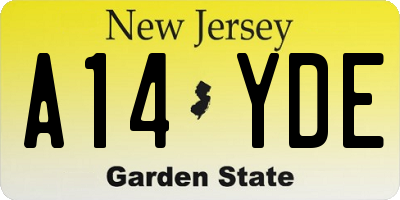 NJ license plate A14YDE