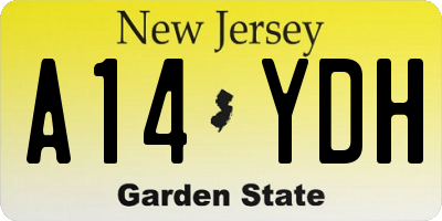 NJ license plate A14YDH