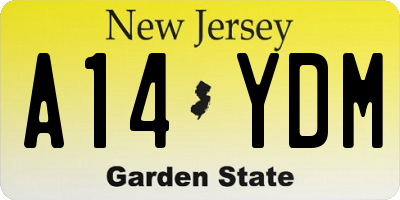 NJ license plate A14YDM