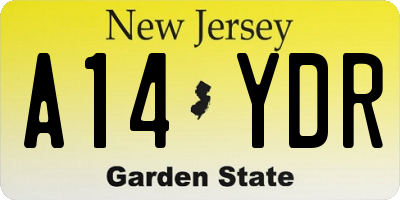 NJ license plate A14YDR