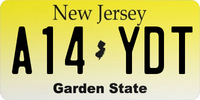 NJ license plate A14YDT