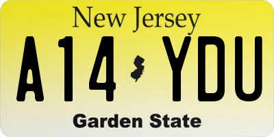 NJ license plate A14YDU