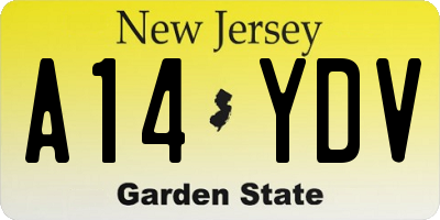 NJ license plate A14YDV