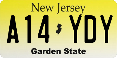 NJ license plate A14YDY