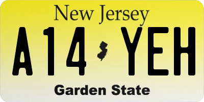 NJ license plate A14YEH