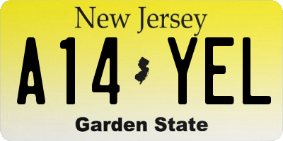 NJ license plate A14YEL