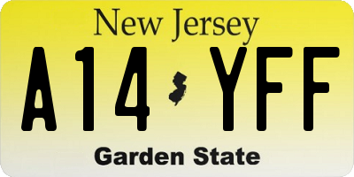 NJ license plate A14YFF