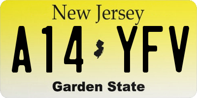NJ license plate A14YFV