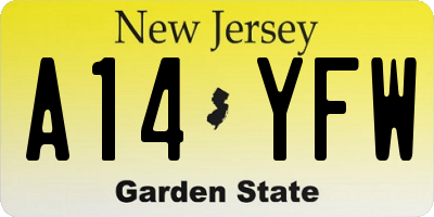 NJ license plate A14YFW
