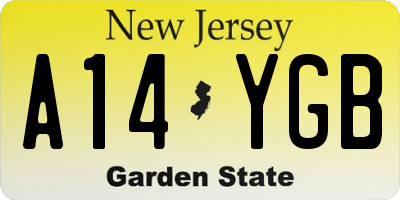 NJ license plate A14YGB