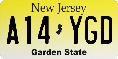 NJ license plate A14YGD