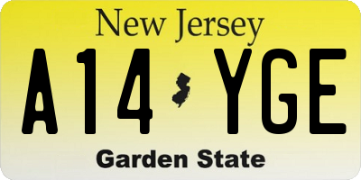 NJ license plate A14YGE