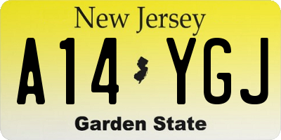 NJ license plate A14YGJ