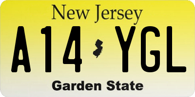 NJ license plate A14YGL