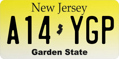 NJ license plate A14YGP