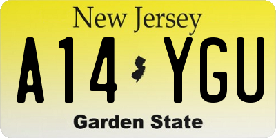 NJ license plate A14YGU