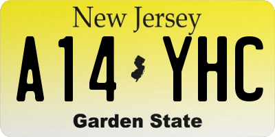 NJ license plate A14YHC