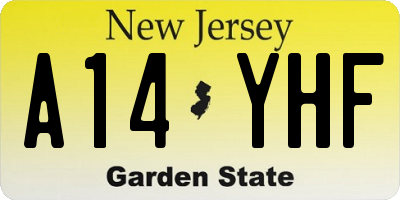 NJ license plate A14YHF