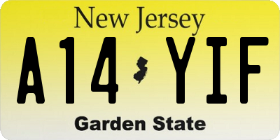 NJ license plate A14YIF