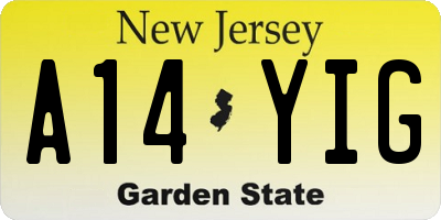 NJ license plate A14YIG