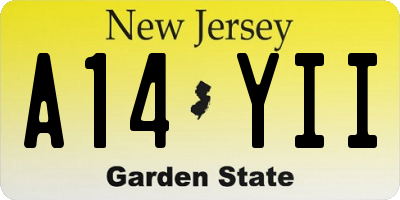 NJ license plate A14YII