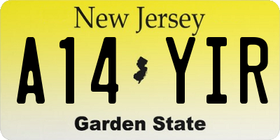 NJ license plate A14YIR