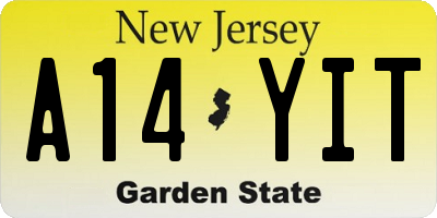 NJ license plate A14YIT
