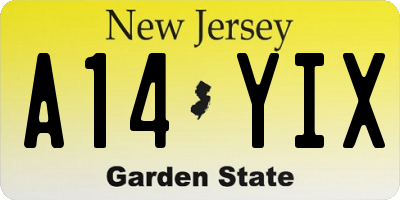 NJ license plate A14YIX