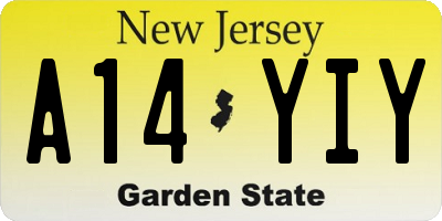 NJ license plate A14YIY