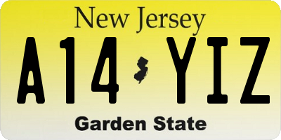 NJ license plate A14YIZ