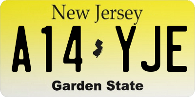 NJ license plate A14YJE