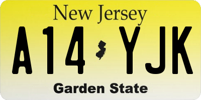NJ license plate A14YJK