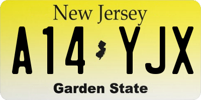 NJ license plate A14YJX