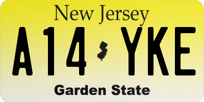 NJ license plate A14YKE
