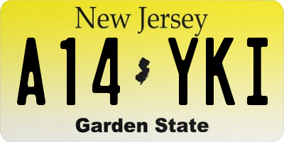NJ license plate A14YKI