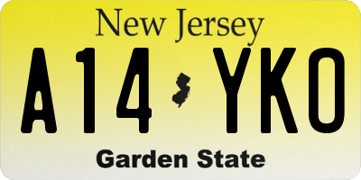 NJ license plate A14YKO