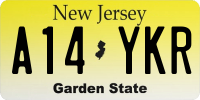 NJ license plate A14YKR