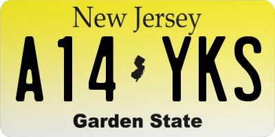 NJ license plate A14YKS