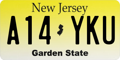 NJ license plate A14YKU