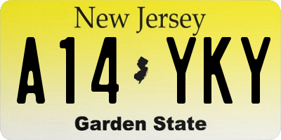 NJ license plate A14YKY