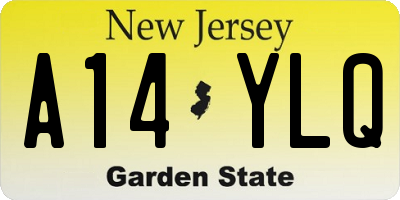 NJ license plate A14YLQ