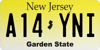NJ license plate A14YNI